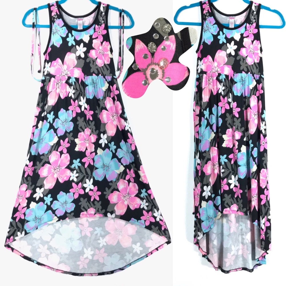 Justice Girl 10 Hi Lo Rhinestones Flowy Tank Dress